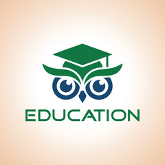 Education Logo with Owl in Graduation Cap, illustration, vector.
