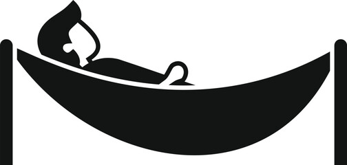 Simple hammock icon showing a man relaxing lying in a hammock