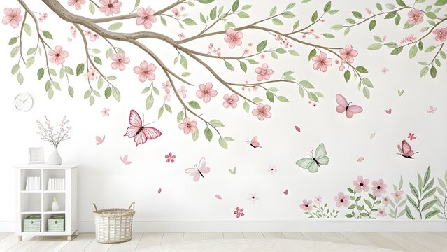 Gentle Butterflies Flitting Among Floral Branches
A Sweet Watercolor Illustration Design
Soft Wings Flitting Among Blooming Branches