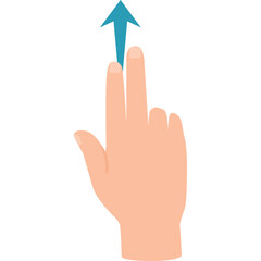 Single Hand With Two Fingers Pointing Upwards With Teal Arrow Icon On Transparent Background Signaling Swipe Up Gesture Motion Control Direction