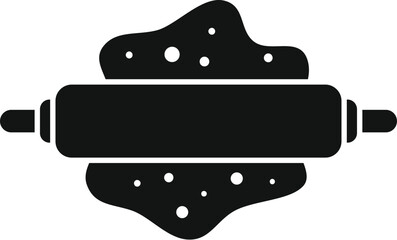 Rolling pin pressing dough, preparing it for baking and cooking