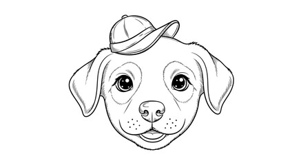 Fototapeta premium Charming canine character illustration adorable dog wearing a cap hand drawn style playful artwork