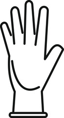 Black outline icon of a hand wearing a glove, showing five fingers, isolated on white background
