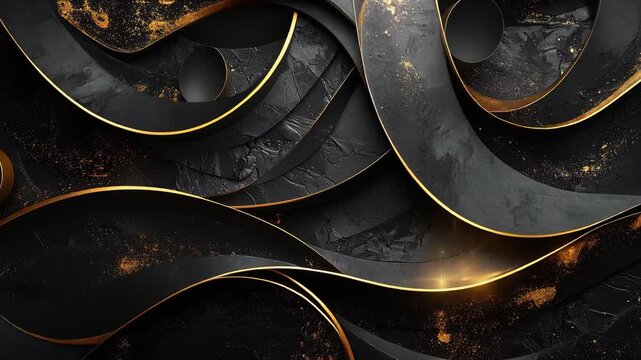 abstrakte Formen in schwarz und gold die sich bewegen