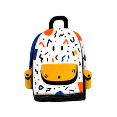 Cute Whimsical Digital Illustration of a Backpack with Abstract Patterns