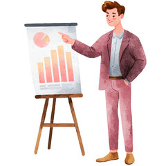 a business person pointing at a chart