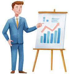 a business person pointing at a chart