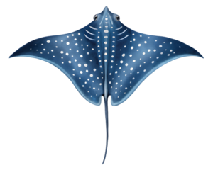 Watercolor Spotted Eagle Ray isolated on a transparent background