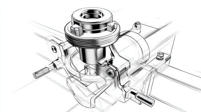 Detailed Technical Illustration of Mechanical Component in Motion