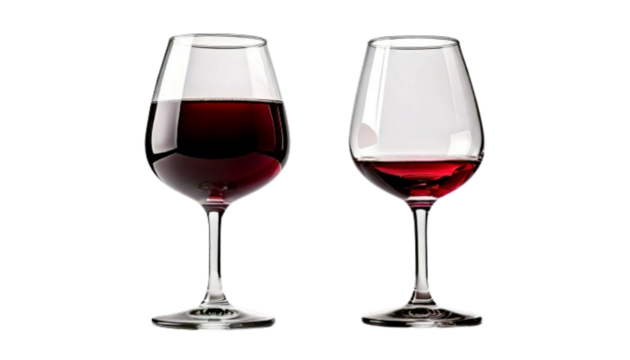 Dual Style Wine Glasses – Plain Empty Glass and Full Glass, isolated on transparent background (2)