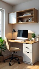 Stylish Compact Home Office  Maximize Space, Minimize Clutter with this Functional Cupboard Desk. Ideal for Small Apartments, Modern Living, and Efficient Work.