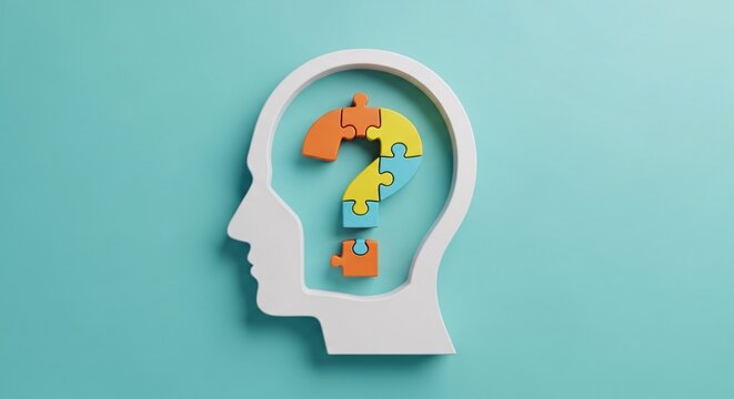 Understanding mental health concept brain puzzle question mark psychology help