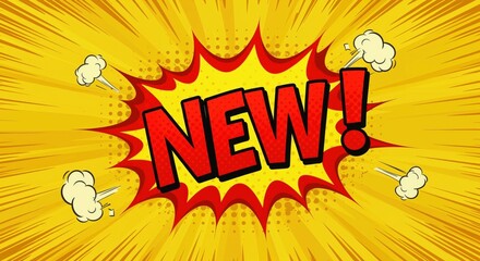 Explosive Announcement: A dynamic comic-style illustration announcing something new, bursting with energy and bold visual appeal.