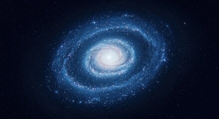 Fototapeta premium Cosmic Symphony: A mesmerizing spiral galaxy, a celestial dance of light and matter, swirls gracefully against the vast expanse of the cosmos. Witness the breathtaking beauty of the universe.