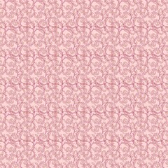 ntricate floral pattern in shades of pink, featuring ornate vines and flowers with a symmetrical, repeating design.
