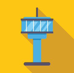 Airport traffic control tower ensuring smooth and safe operations, guiding aircraft on a vibrant yellow backdrop