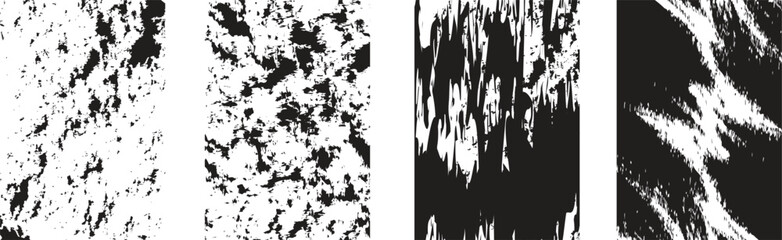 High-contrast abstract grunge textures in black and white. Perfect for overlays, backgrounds, and digital design effects. Bold distressed patterns add depth and dynamic visual impact.