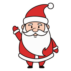 Cute Happy Santa Claus Waving Hand Cartoon Character