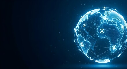 Global network connection abstract world globe with digital connections and blue glow