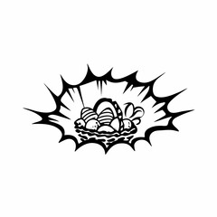 Easter basket with eggs isolated on