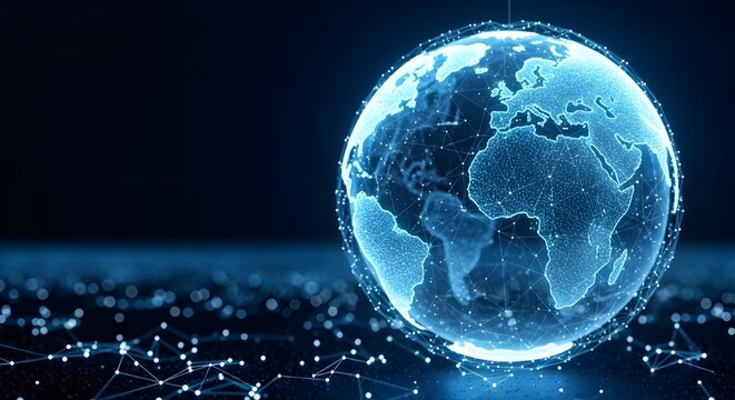 Digital globe with connected network representing global communication and technology