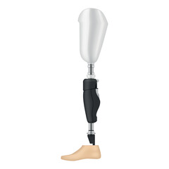 Human leg prosthesis design showcasing modern technology and functionality for enhanced mobility and independence