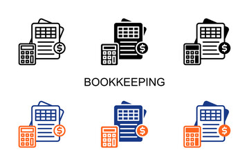Bookkeeping Icon Multi Style Vector Illustration