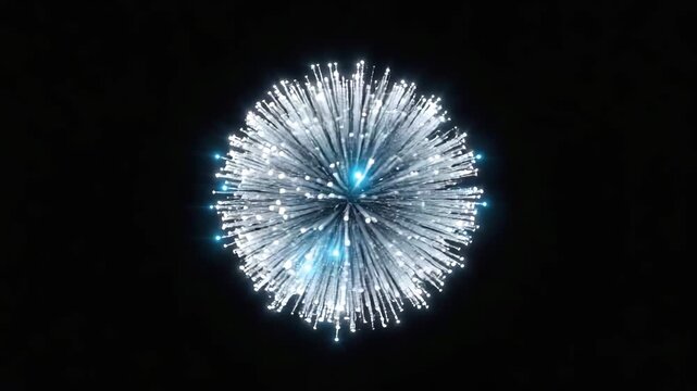 Abstract glowing fiber optic bundle pulsating light particles digital network connection