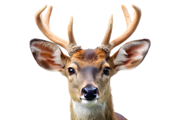 Deer head portrait isolated on transparent background