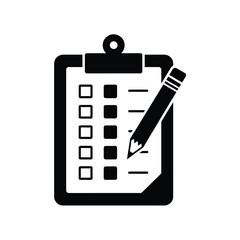 Clipboard with checklist and pencil icon for tasks and planning