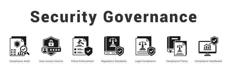 Security Governance Modern and clean web banner illustration featuring thematic icons for visual communication