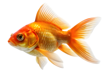 Elegant goldfish swimming gracefully isolated on transparent background