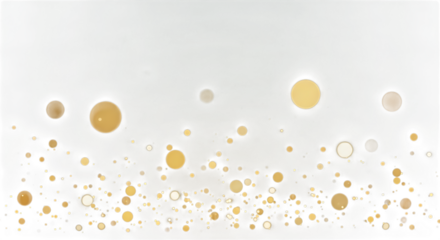 Abstract golden bubbles isolated on transparent background