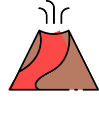 Stylized Illustration of an Active Volcano Erupting Lava and Smoke