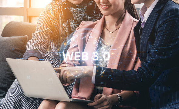 Concept of Web 3.0, the next generation of the internet. This technology represents a decentralized global network built on blockchain, enabling new digital experiences. Fermion
