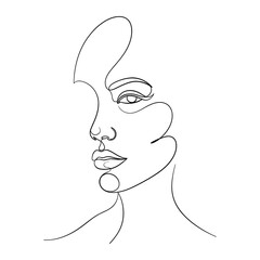 Minimalist continuous line drawing of a woman s face in profile