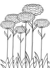 Outline spring carnation flower bouquet