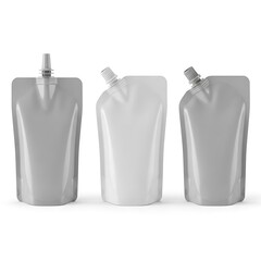 Three Blank Spout Pouch Mockups for Liquid Products with Customizable Design Ready for Branding Presentation