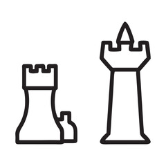 Vector icon silhouette set for a chess pawn game logo design or technology pillar symbol illustration
