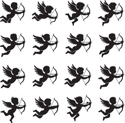 Minimal Heart Shapes Silhouette Icon Bundle | 16 Modern Valentine Vector Set