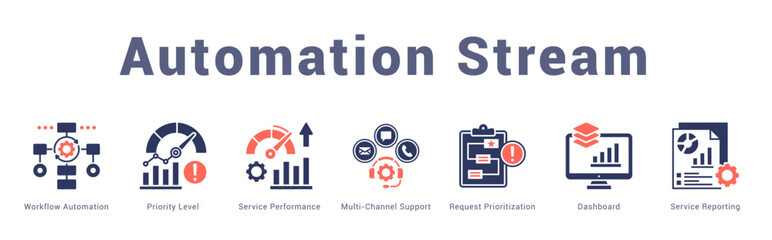 Automation Stream Modern and clean web banner illustration featuring thematic icons for visual communication