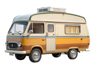 Vintage camper van isolated on transparent background