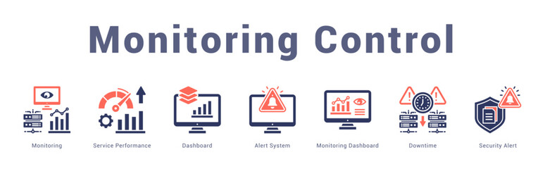 Monitoring Control Modern and clean web banner illustration featuring thematic icons for visual communication