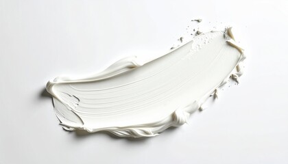 Thick white creamy smear on a bright white background