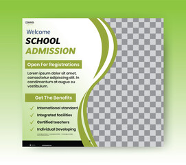 New school admission, back to school, school event social media promotion education poster flyer template
