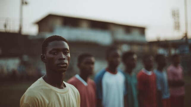 Youthful Determination: Portrait of Aspiring Football Players in Team Spirit