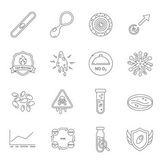 Germs and microbes line art set for scientific study and medical research, explore bacteria growth, antibiotic resistance, and cell division in this educational vector