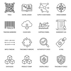 Track and Trace Concept Icons for Supply Chain Management and Product Authenticity, Ideal for Logistics, E-commerce, and Business Solutions, Originally a Scalable Vector Graphic
