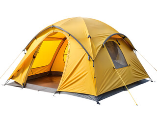 Yellow camping tent isolated on transparent background