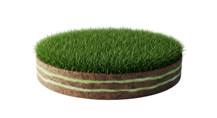 Green grass podium isolated on transparent background